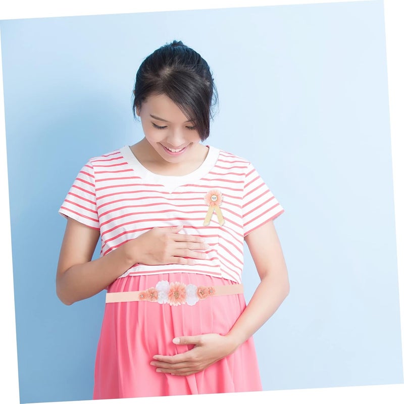 Maternity Flower Sash and Daddy Corsage Set for Baby Shower Pregnancy Photo Props - Image 4